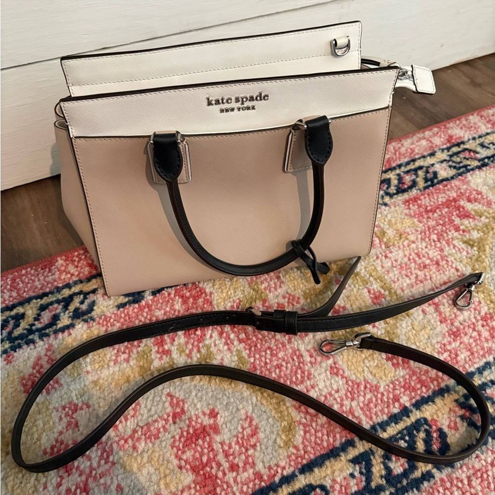 Kate Spade Two-Tone Satchel in Cream and Black - Picture 4 of 6